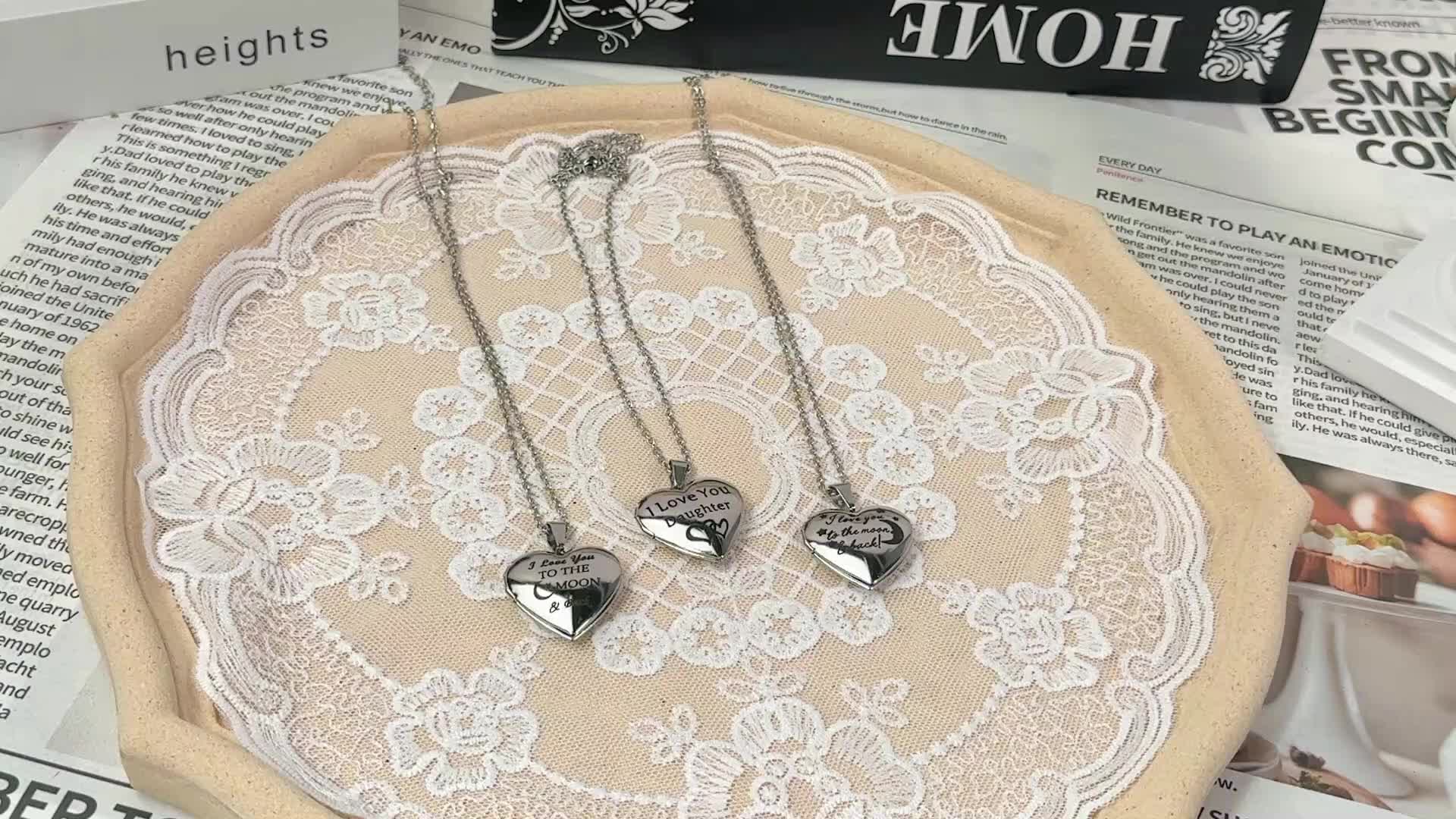 Heart-Shaped Photo Memory Pendant Necklace